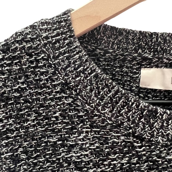 LOFT Marled Black and White Knit Sweater with Button Cuff Size Small 100% Cotton - Picture 5 of 9